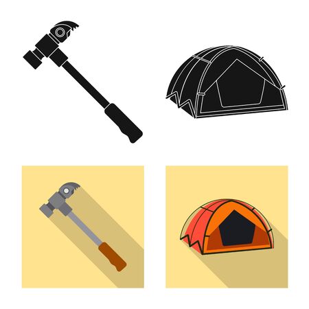 bitmap illustration of mountaineering and peak. Set of mountaineering and camp stock bitmap illustration.の写真素材