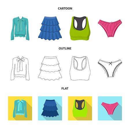 Isolated object of woman and clothing symbol. Collection of woman and wear stock symbol for web.の写真素材