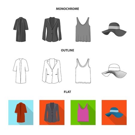 Isolated object of woman and clothing icon. Set of woman and wear bitmap icon for stock.の写真素材