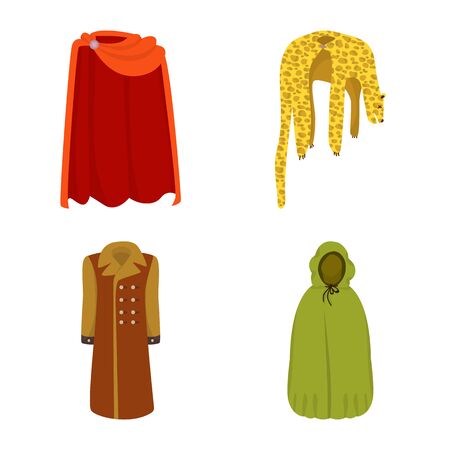 Isolated object of cloak and clothes icon. Collection of cloak and garment vector icon for stock.のイラスト素材
