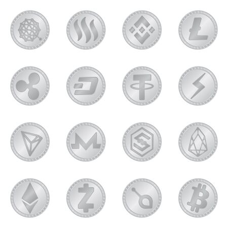 Isolated object of cryptography and finance sign. Collection of cryptography and e-business stock vector illustration.のイラスト素材