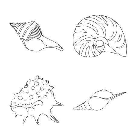 Isolated object of exotic and seafood symbol. Collection of exotic and aquatic stock vector illustration.のイラスト素材