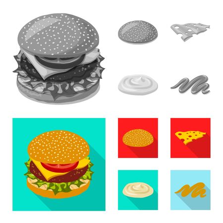 Vector design of burger and sandwich icon. Set of burger and slice stock vector illustration.のイラスト素材