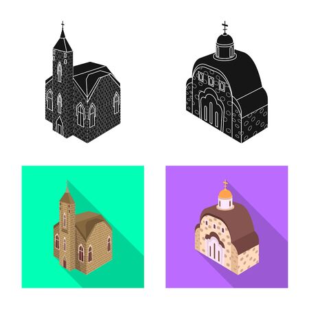 Vector design of temple and historic symbol. Collection of temple and faith stock vector illustration.のイラスト素材