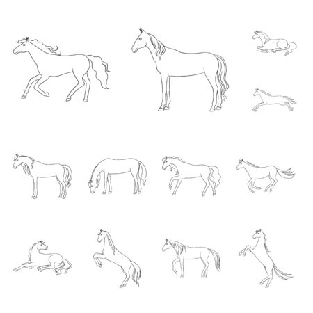 Vector illustration of galloping and farm icon. Set of galloping and mustang stock symbol for web.のイラスト素材