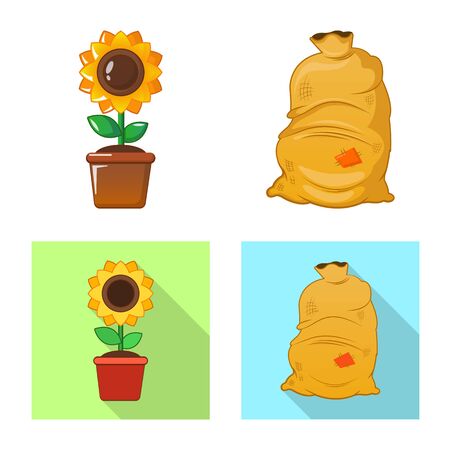 Isolated object of farm and agriculture symbol. Set of farm and plant stock symbol for web.のイラスト素材