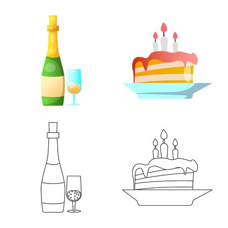 Vector illustration of party and birthday icon. Collection of party and celebration stock symbol for web.のイラスト素材