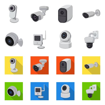 Isolated object of cctv and camera symbol. Collection of cctv and system stock symbol for web.のイラスト素材