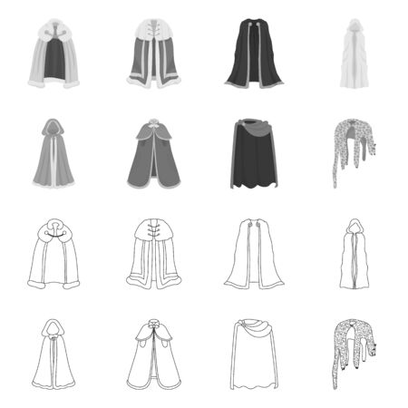 Vector illustration of material and clothing sign. Set of material and garment vector icon for stock.のイラスト素材