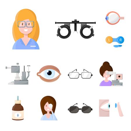Vector design of vision and clinic sign. Set of vision and ophthalmology stock vector illustration.のイラスト素材