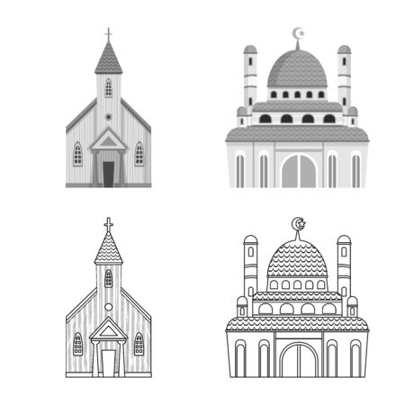Vector design of cult and temple icon. Set of cult and parish vector icon for stock.のイラスト素材