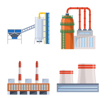 Vector illustration of industry and building icon. Collection of industry and construction vector icon for stock.のイラスト素材