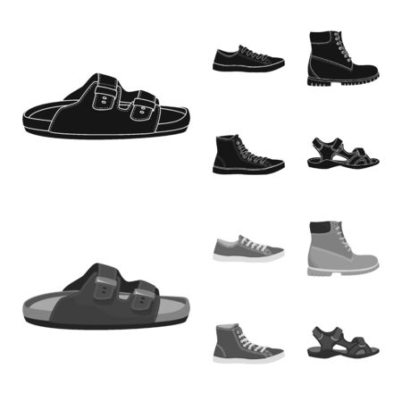Vector design of shoe and footwear icon. Collection of shoe and foot stock vector illustration.のイラスト素材