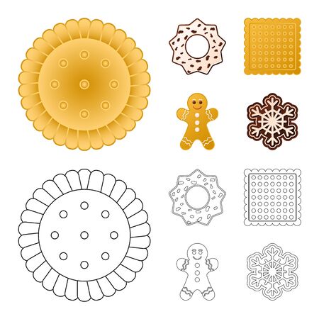 Vector design of biscuit and bake logo. Collection of biscuit and chocolate stock vector illustration.のイラスト素材