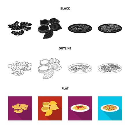 Isolated object of pasta and carbohydrate icon. Collection of pasta and macaroni stock symbol for web.のイラスト素材