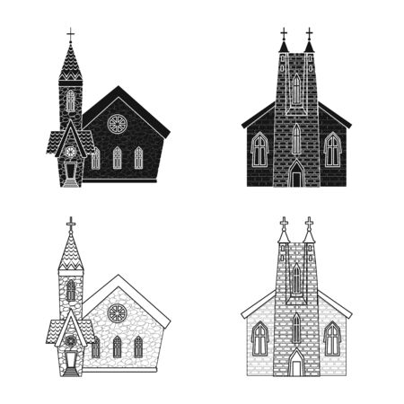 Isolated object of cult and temple icon. Set of cult and parish stock vector illustration.のイラスト素材