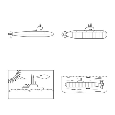 Vector design of boat and navy symbol. Set of boat and deep stock symbol for web.のイラスト素材