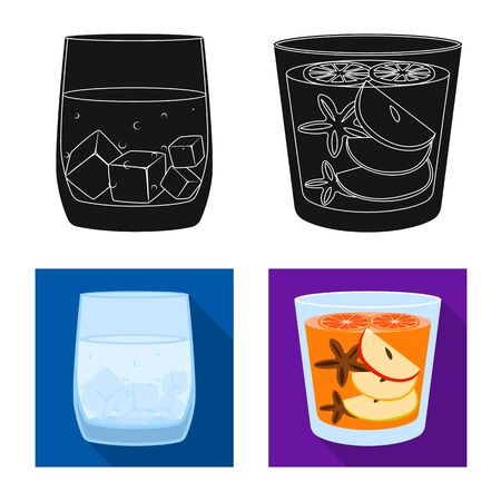Isolated object of liquor and restaurant symbol. Set of liquor and ingredient stock vector illustration.のイラスト素材