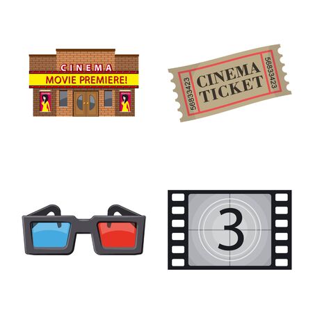 Isolated object of cinema and theater icon. Collection of cinema and entertainment vector icon for stock.のイラスト素材