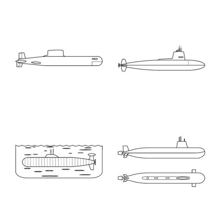 Isolated object of boat and navy logo. Collection of boat and deep stock vector illustration.のイラスト素材