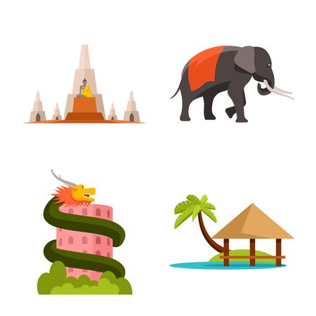 Isolated object of thailand and travel sign. Collection of thailand and culture stock symbol for web.のイラスト素材