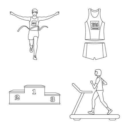 Vector design of exercise and sprinter sign. Collection of exercise and marathon stock symbol for web.のイラスト素材