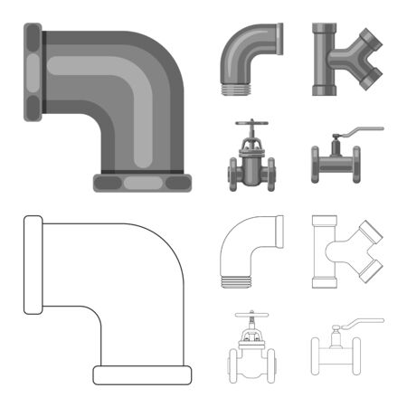 Vector illustration of pipe and tube icon. Set of pipe and pipeline stock symbol for web.のイラスト素材
