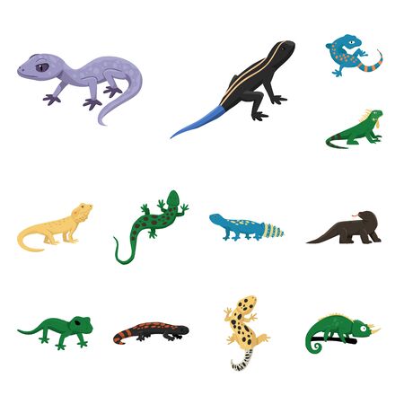 Vector design of animal and reptile sign. Set of animal and nature stock symbol for web.のイラスト素材
