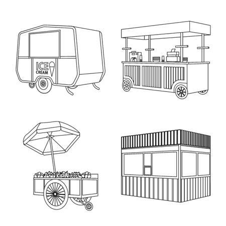 Vector illustration of market and small sign. Set of market and food vector icon for stock.のイラスト素材