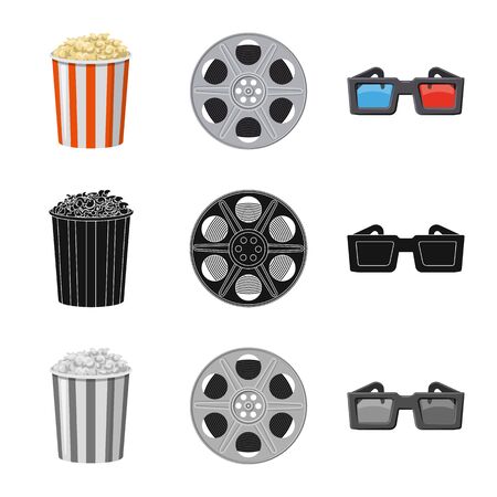 Vector design of television and filming logo. Set of television and viewing vector icon for stock.のイラスト素材