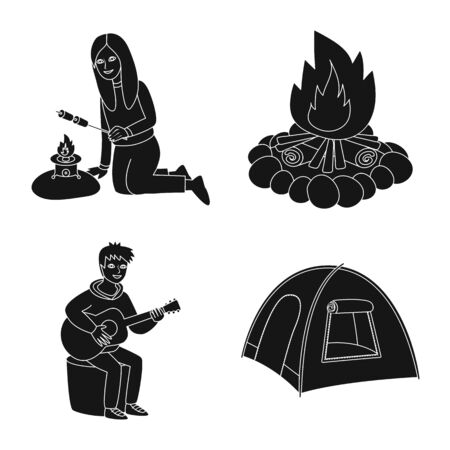 Vector illustration of barbeque and rest symbol. Collection of barbeque and nature vector icon for stock.のイラスト素材