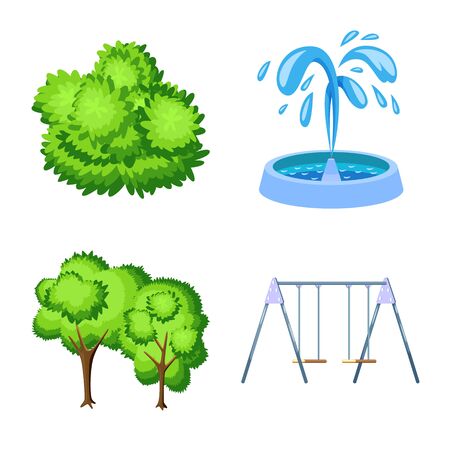 Vector design of landscape and park sign. Set of landscape and nature stock vector illustration.のイラスト素材