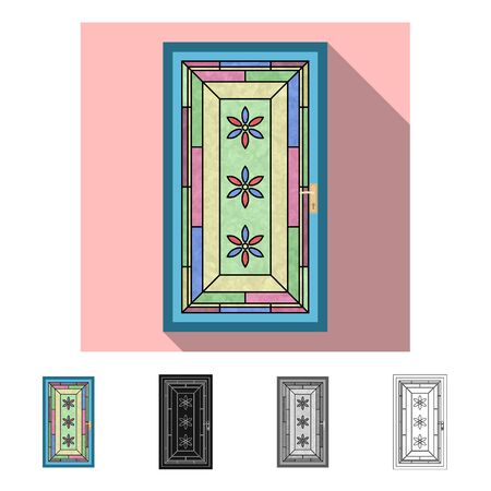 Vector illustration of door and front symbol. Set of door and wooden stock symbol for web.のイラスト素材