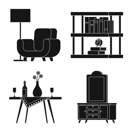 Isolated object of equipment and household sign. Set of equipment and interior stock vector illustration.のイラスト素材