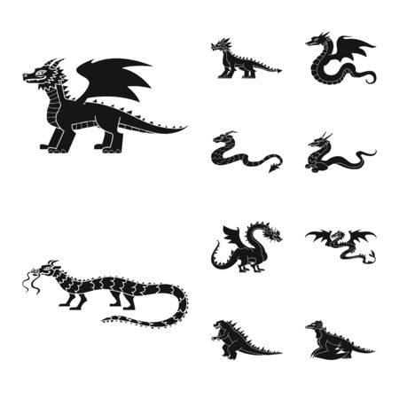 Isolated object of dinosaur and history logo. Set of dinosaur and animal vector icon for stock.のイラスト素材