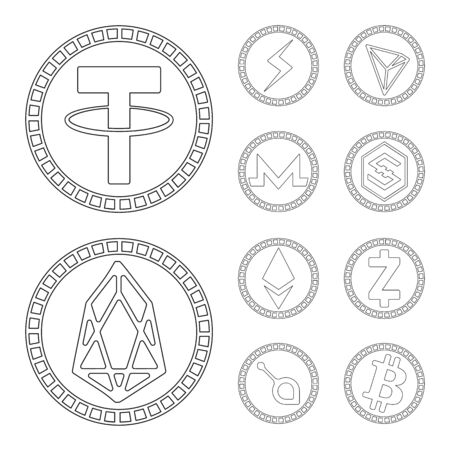 Vector illustration of crypto and internet icon. Set of crypto and finance stock symbol for web.のイラスト素材