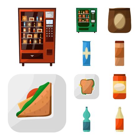 Vector design of vending and service symbol. Set of vending and snack vector icon for stock.のイラスト素材