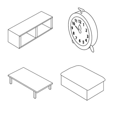 Isolated object of bedroom and room icon. Set of bedroom and furniture stock vector illustration.のイラスト素材