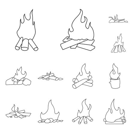 Isolated object of hot and camp logo. Collection of hot and outdoor vector icon for stock.のイラスト素材