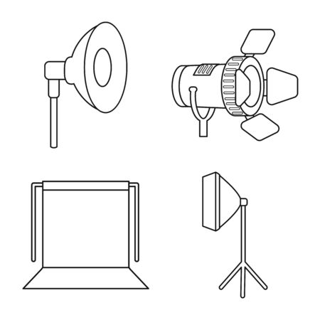 Isolated object of photography and equipment icon. Collection of photography and accessories vector icon for stock.のイラスト素材