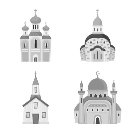 Isolated object of architecture and faith icon. Collection of architecture and traditional stock symbol for web.のイラスト素材