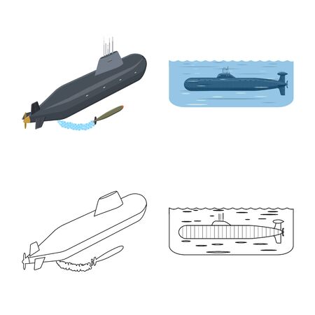 Isolated object of war and ship symbol. Collection of war and fleet stock symbol for web.のイラスト素材