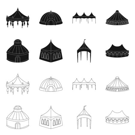 Vector illustration of roof and folding symbol. Collection of roof and architecture vector icon for stock.のイラスト素材