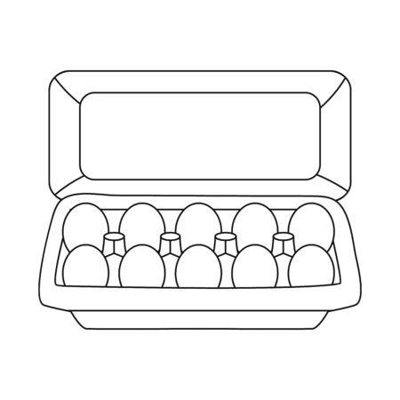 Vector design of tray and egg sign. Set of tray and box vector icon for stock.のイラスト素材