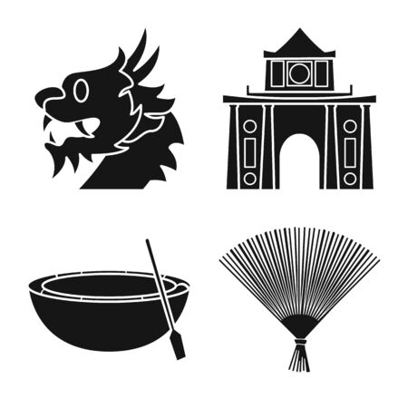 Isolated object of travel and country . Collection of travel and landmark vector icon for stock.のイラスト素材