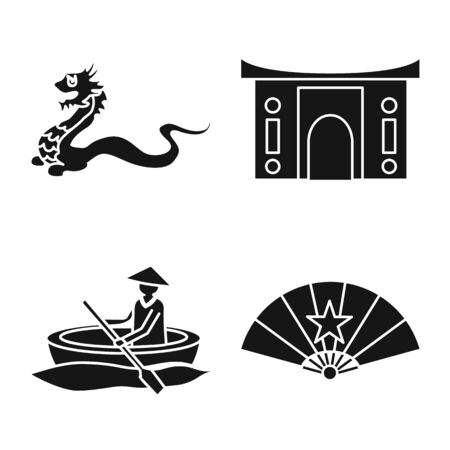 Vector illustration of travel and country symbol. Set of travel and national vector icon for stock.のイラスト素材