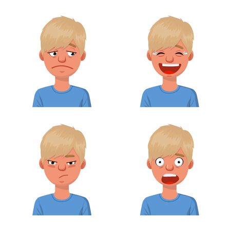 Vector illustration of face and boy symbol. Collection of face and young stock vector illustration.のイラスト素材