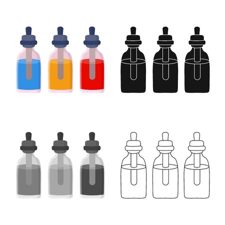 Isolated object of liquid and vaping  . Set of liquid and bottle stock symbol for web.のイラスト素材