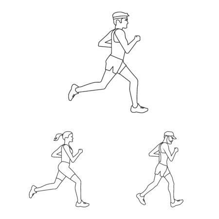 Isolated object of exercise and sprinter icon. Collection of exercise and marathon stock vector illustration.のイラスト素材