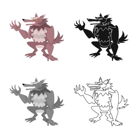 Vector illustration of wolf and werewolf symbol. Set of wolf and wild stock vector illustration.のイラスト素材
